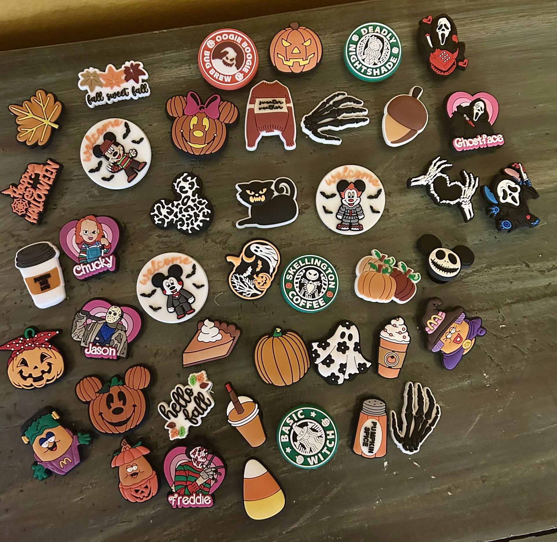 New Fall, Halloween Croc Charms. 42 Count Variety