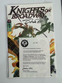 Knights On Broadway (1995) #1 - Signed With COA - Broadway Comics & Jim Shooter