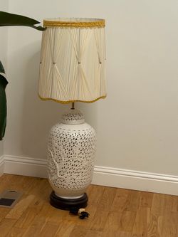 Vintage Reticulated Blanc De Chine Table Lamp