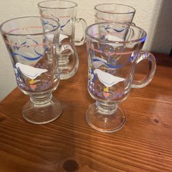  Set of 4 Vintage Libbey Goose Irish Coffee Glass Mugs.