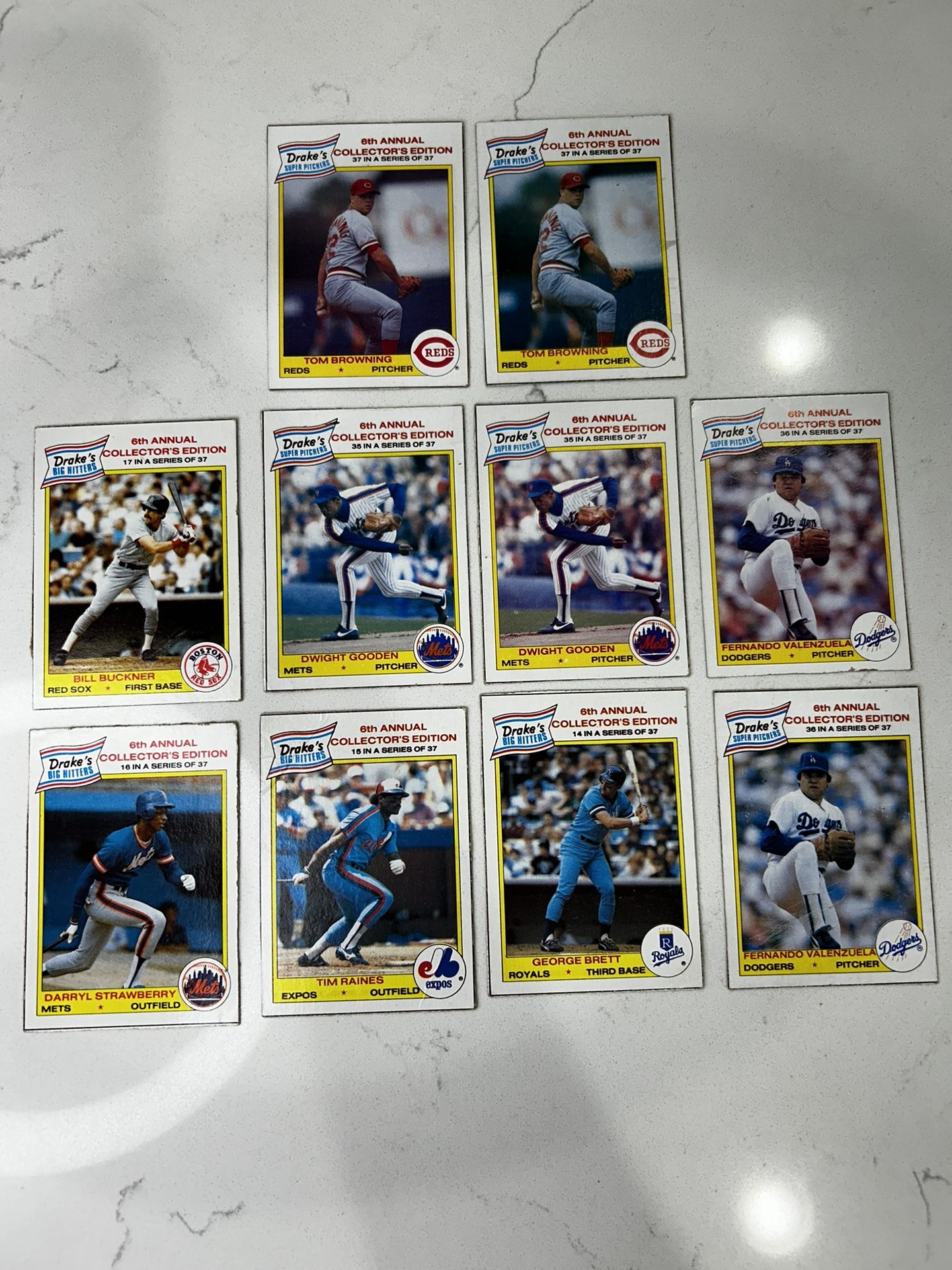 1986 Drakes Big Hitters Food Issue Baseball Card Lot of 10 George Brett Yankee Doodles