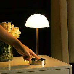 Jonathan Y Xavier 12.5 in Rechargeable LED Table Lamp Nickel White JYL7109A