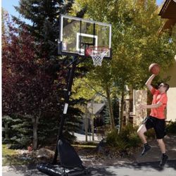 Spalding NBA 54" Portable Angled Basketball Hoop with Polycarbonate Backboard