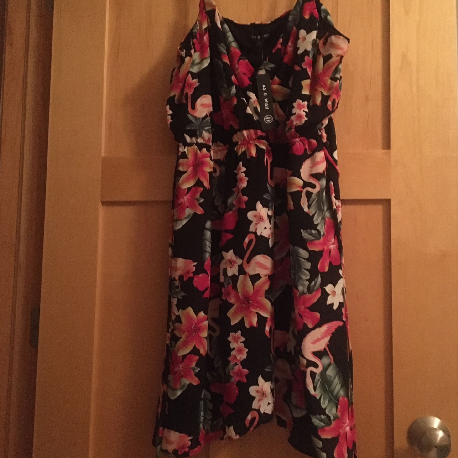 Women Tropical Print Sundress-XL