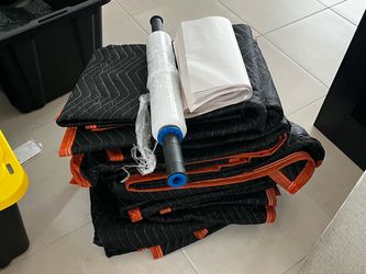 Moving Kit: 10 Moving Blankets + 45 Gal Wheeled Tote + Stretch Wrap + Packing Paper