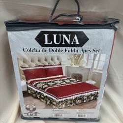 Bedspread W/ Attached Bedskirt & Pillow Shams -Cobertor Con Olán 