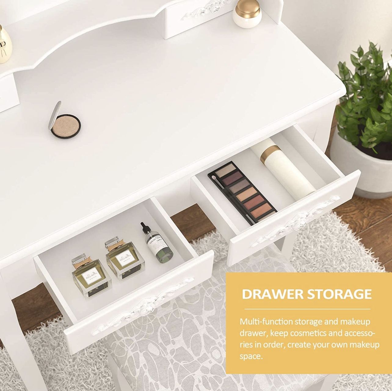 Makeup Vanity Set With Mirror And Tool.