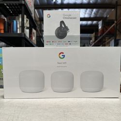 Google Nest Wi-Fi 3 Pack With Chromecast Bundle Brand New Still Sealed 