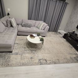 Modern Living Room Set - Sofa, TV Rack, Rug