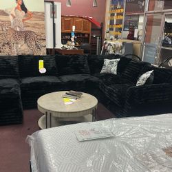 Black Corduroy Sectional 