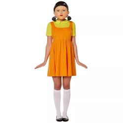 New Spirit Halloween Adult Young-hee Doll Orange Dress Costume Squid Game Size M