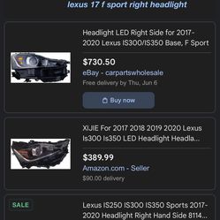 2017-20  Lexus Fsport Headlight 