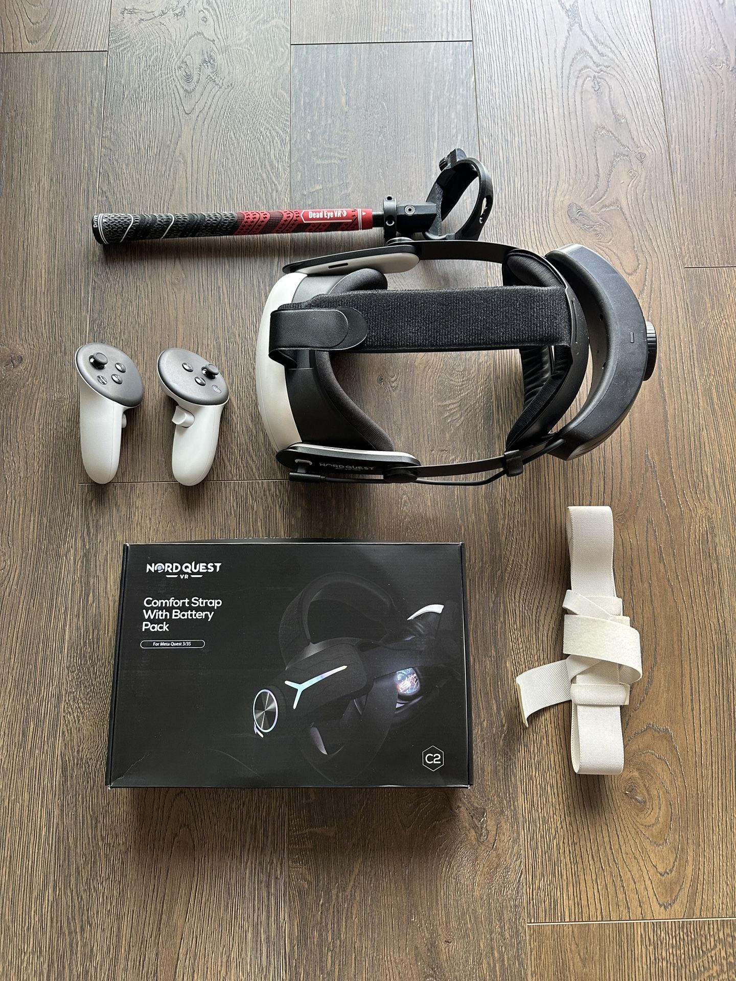 Meta Quest 3 512GB + Nordquest Battery Strap + DeadEye VR Golf Club Attachment – Bundle