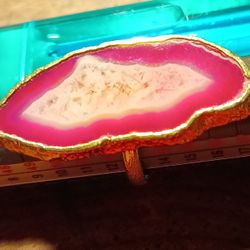 Hot Pink Agate Slab Ring