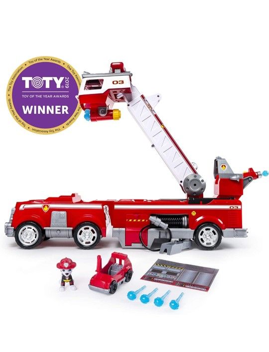 PAW Patrol Camión de bomberos Ultimate Rescue con extensible de 2 pies Escalera alta para personas de 3 años y más.