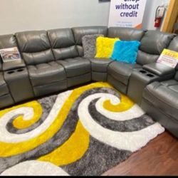 Spring Blowout Sale! Madrid, Leather Reclining, Sectional And Gray Or Black Now Only $1099. Easy Finance Option. Same-Day Delivery.