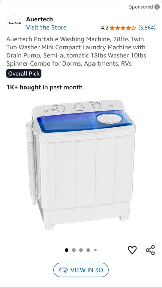 $60 Like New Auertech Portable Washing Machine 28lbs