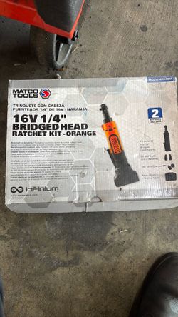 Matco Tools 16v 1/4” bridged head ratchet kit - orange