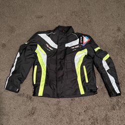 New Men’s Green Motorcycle Armored Cordura High Visibility Bike Jacket  XL (Extra Large)