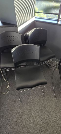 Black Stackable Office Chairs with Chrome Frame