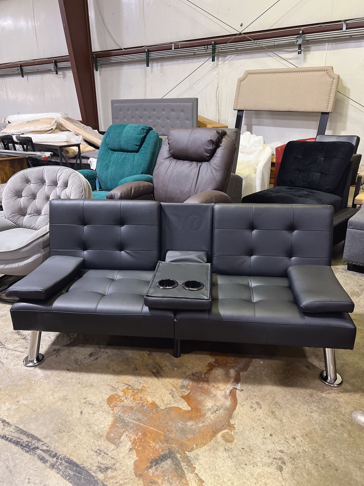 Spicer discount only two ππ..Futon Sofa Bed Modern Folding Futon Set Convertible Recliner Lounge for Living Room with 2 Cup Holders, Removable Armre