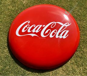 VINTAGE ORIGINAL 36” COCA-COLA PORCELAIN RED BUTTON SIGN