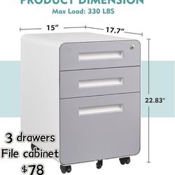 ✌️ MIIIKO White File Cabinet, Modern Small Rolling Cabinet with Lock, Metal Filing Cabinets for Home Office with Round Corner, Legal/Letter Size