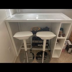 White Stool Height Table 