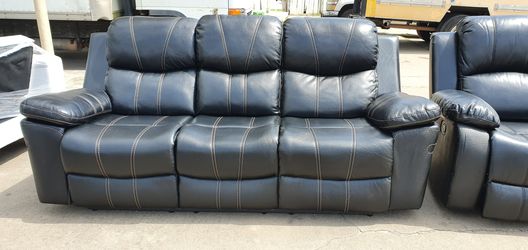 Sofa set 2 pc black leather