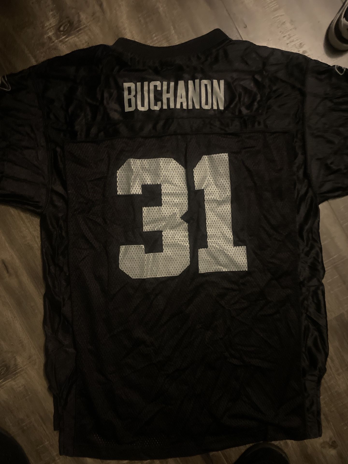 Raiders #31 Buchanan Youth XL Jersey – Reebok – Black/Silver – NFL Football