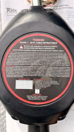 Ritz TORO20 20ft Cable SRL Fall Protection Lifeline - NEW