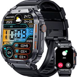 Smart Watch (Make/Answer Calls), 2” HD Big Screen Waterproof Fitness Tracker with Heart Rate, Blood Oxygen Monitor, Sleep Monitor, 100+ Sports Modes M