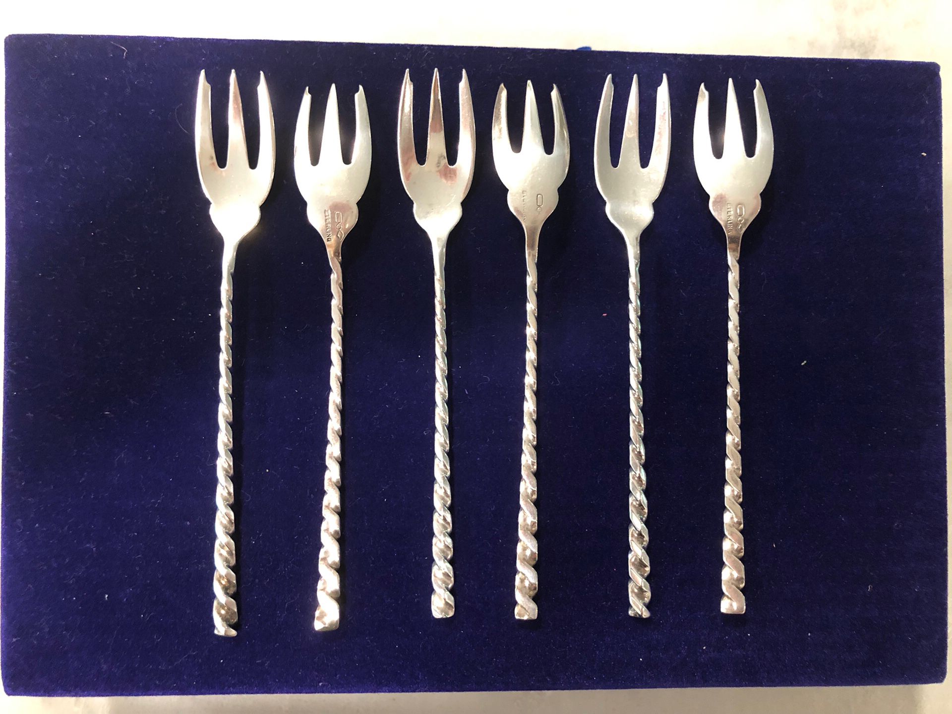 Antique Sterling Silver Twist Handle Dominick & Haff Cocktail Fork (Set Of 6)