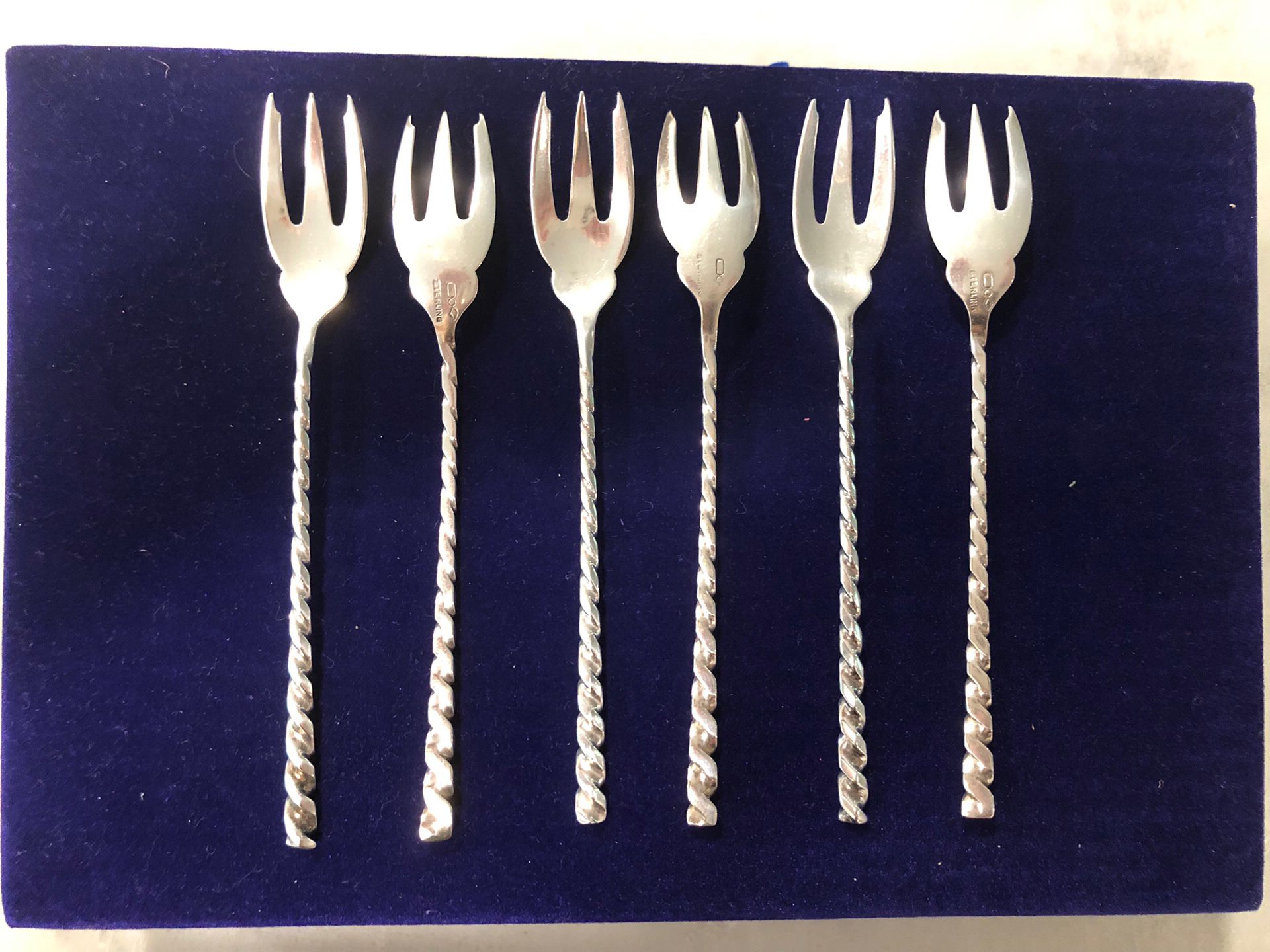 Antique Sterling Silver Twist Handle Dominick & Haff Cocktail Fork (Set Of 6)