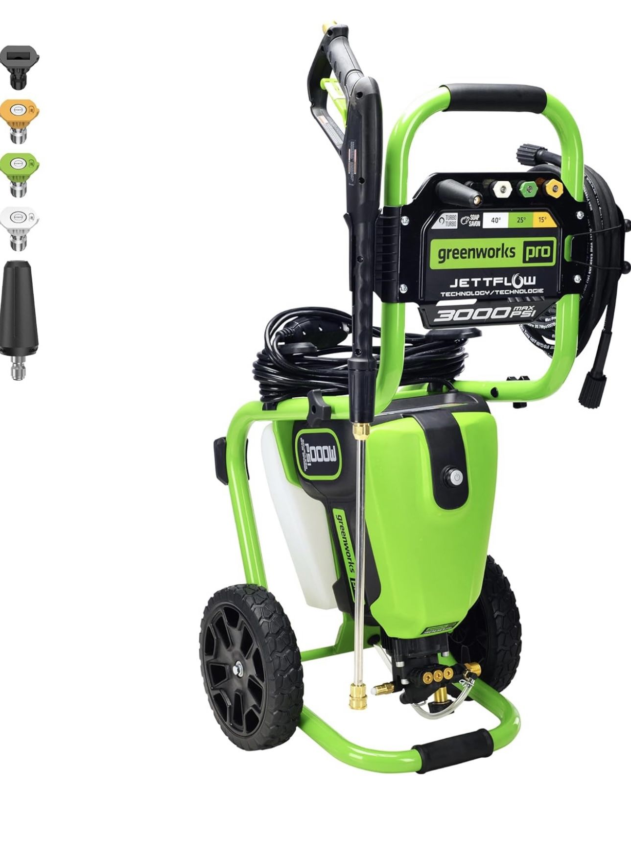 Greenworks Pro Brushless 3000 PSI (CSA Certified) 2.0 GPM Max / 1.1 GPM Electric Pressure Washer (Rugged Steel Frame, 25 FT Hose, 35 FT GFCI Power Cor