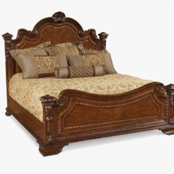 A.R.T Old World Estate King Bed Frame With Box Springs And Memory Foam Mattress