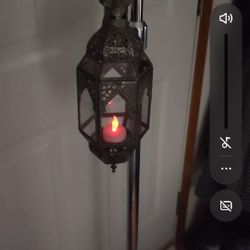 Galvanized Metal Moraccan Style Hanging Lamp w/Color Changing Tea Light 