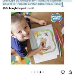 EZ Sketch Projector Drawing Tablet, 24 Piece – Trace and Color Light Up Projection for Tracing and Sketching – Includes 64 Traceable Cartoon Character