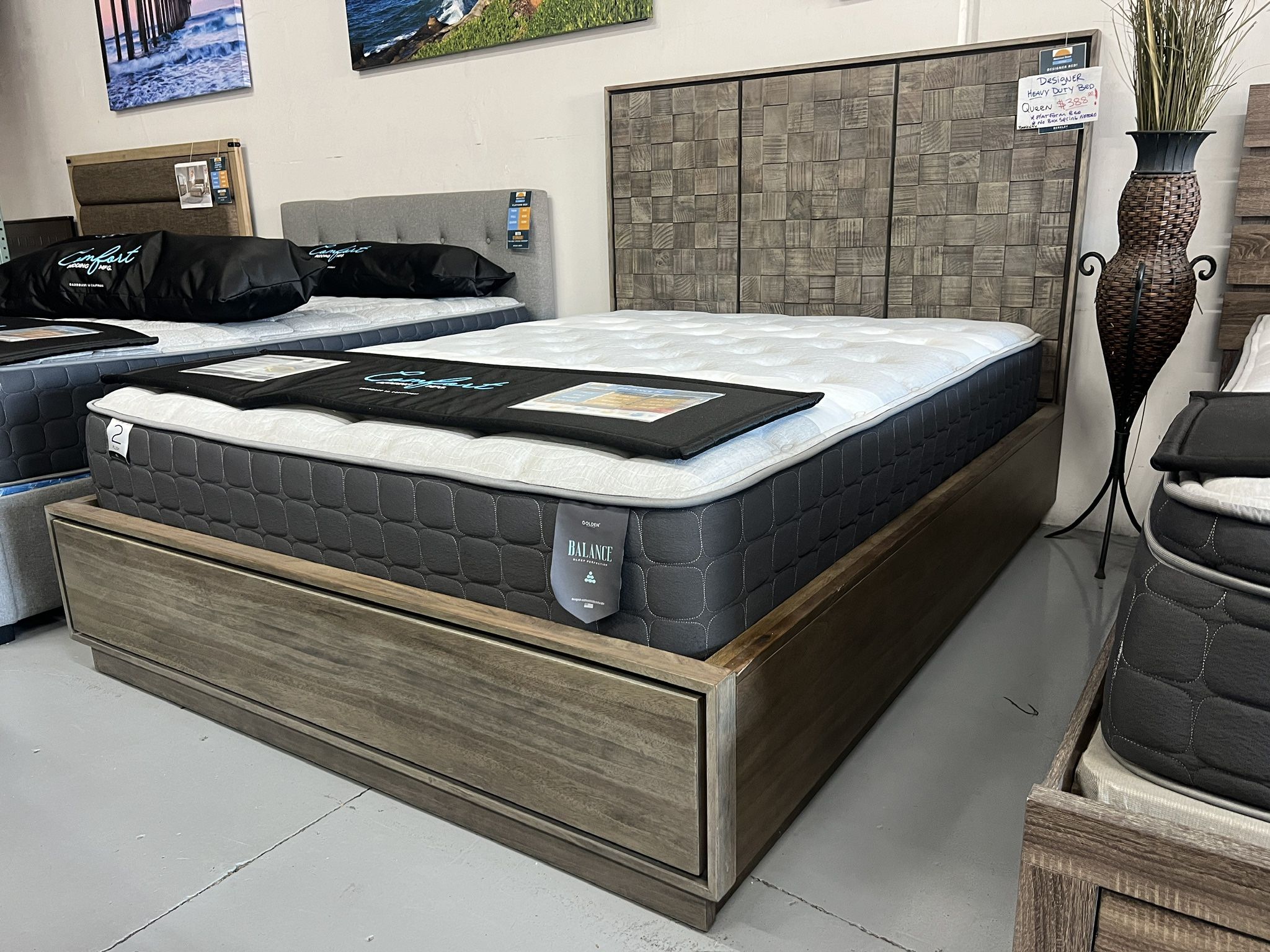 REDUCED Designer Wooden Platform Bed Heavy Duty By Modus Only avail in Queen $328 