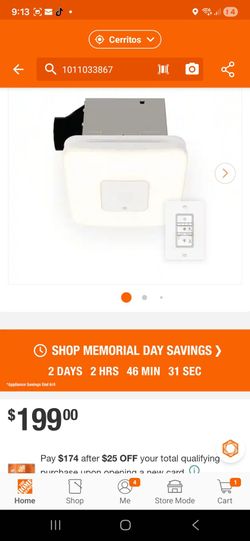 Shop Commercial Electric 80 /110 CFM Ceiling/Wall Mount Roomside Installation Smart Bathroom Exhaust Fan, Bluetooth Speaker, Powered by H