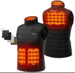 Black Heated Vest Men's X-Largewith 7.38-Volt Lithium-Ion One 4.8 Ah Battery Certified Blue Sign 3 Heating Modes, 3 Pockets Water Resistant, Zip Up, E