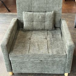 Adult Convertible 31.5 Inch Sleeper Chair, 3-in-1 Pull-Out Sofa Chair with Side Pockets, Pillows and Adjustable Backrest for Small Spaces, RVs, Apartm