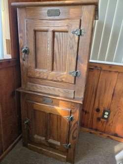 Vintage White Clad oak icebox-style end tables