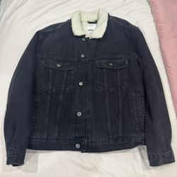 Black Denim Sherpa Jacket