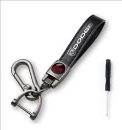 For Dodge Genuine Leather Car Keychain
