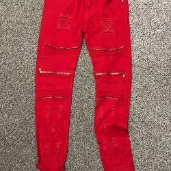 red jeans