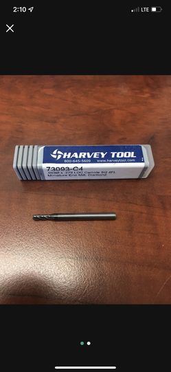 .093 Harvey Tool Carbide 4 FL Diamond Coated Miniature End Mill