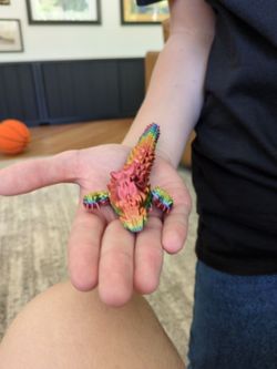 Rainbow metallic articulated crystal dragon 3d printed