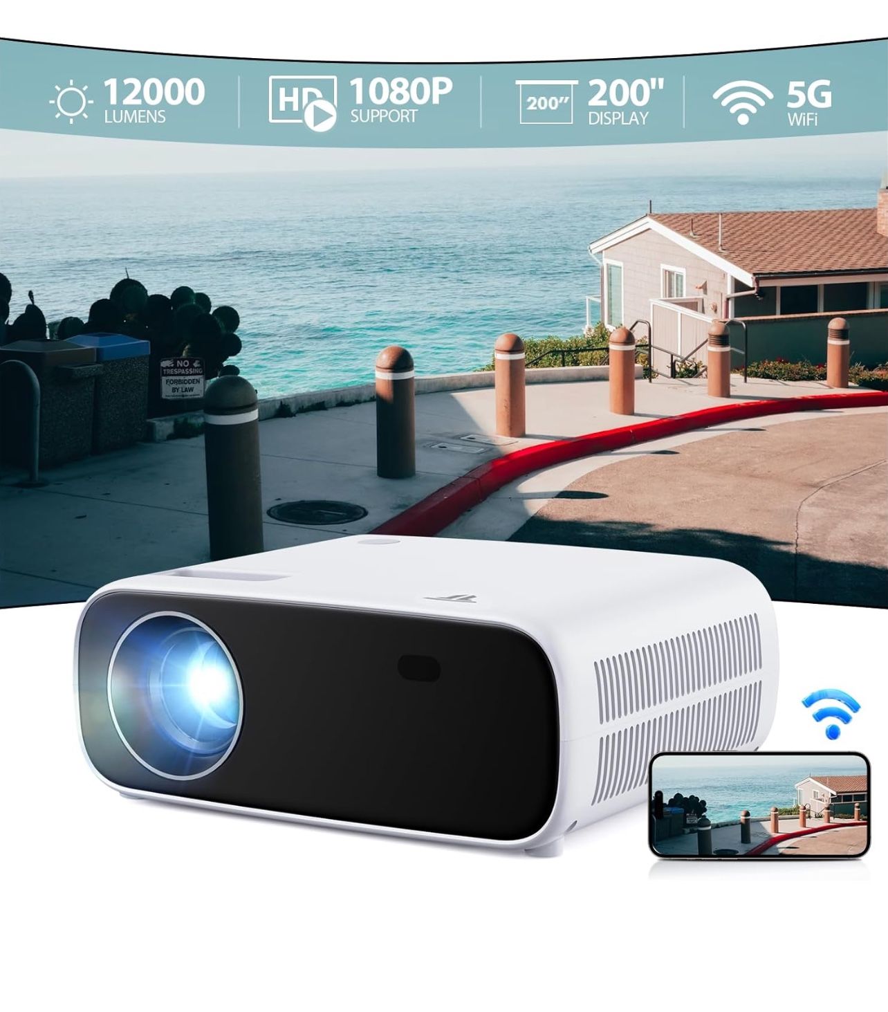 B-12) Mini Projector with WiFi and Bluetooth