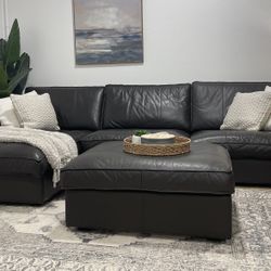 Leather Sectional with Ottoman